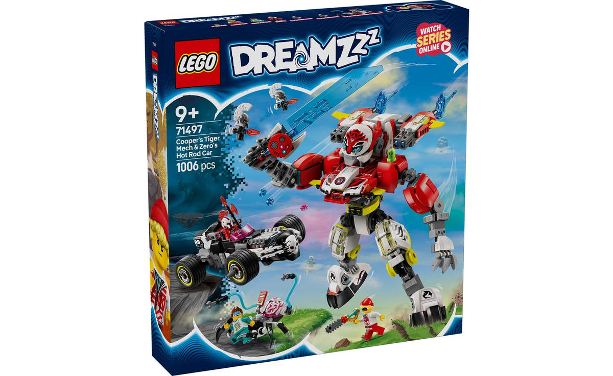 LEGO DREAMZzz 71497 Cooper's Tiger Mech & Zero's Hot Rod Car